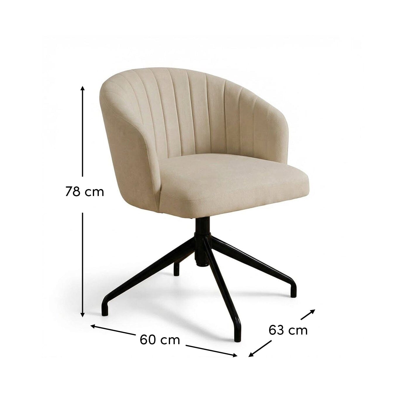 Arabella Office Swivel Chair - Natural Beige with Black Legs - Laura James