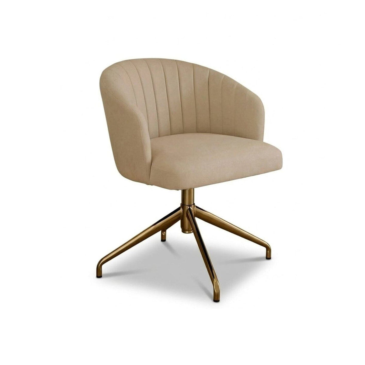 Arabella Office Swivel Chair - Natural Beige with Gold Legs - Laura James