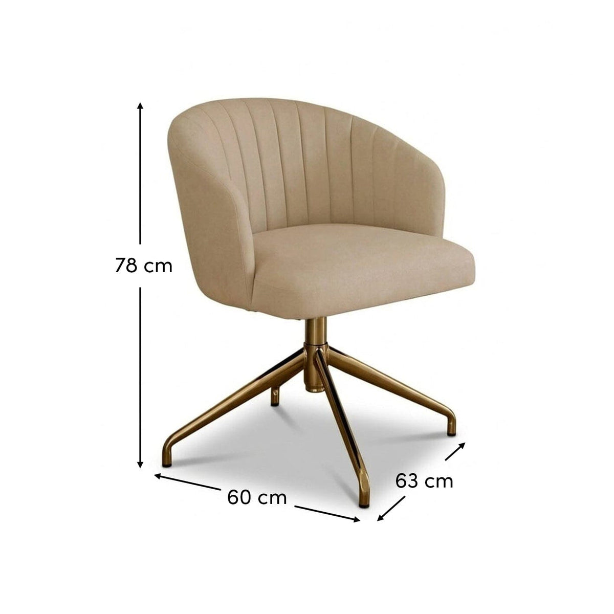 Arabella Office Swivel Chair - Natural Beige with Gold Legs - Laura James