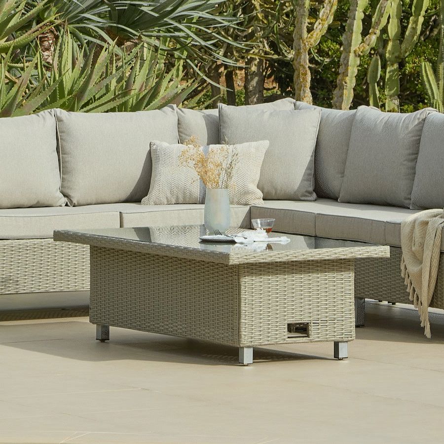 Aria Rattan Garden Raising Coffee Table - Light Grey - Laura James