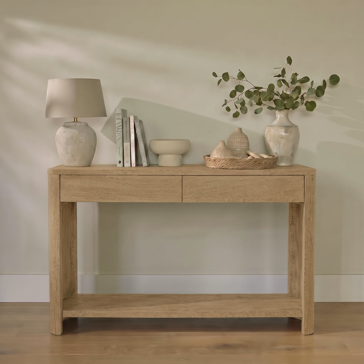 Asha 120cm Oval Console Table - Almond Brown Mango Wood