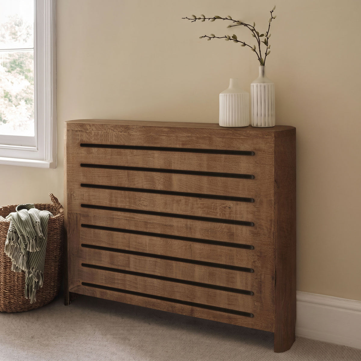 Asha Medium Radiator Cover - Almond Brown