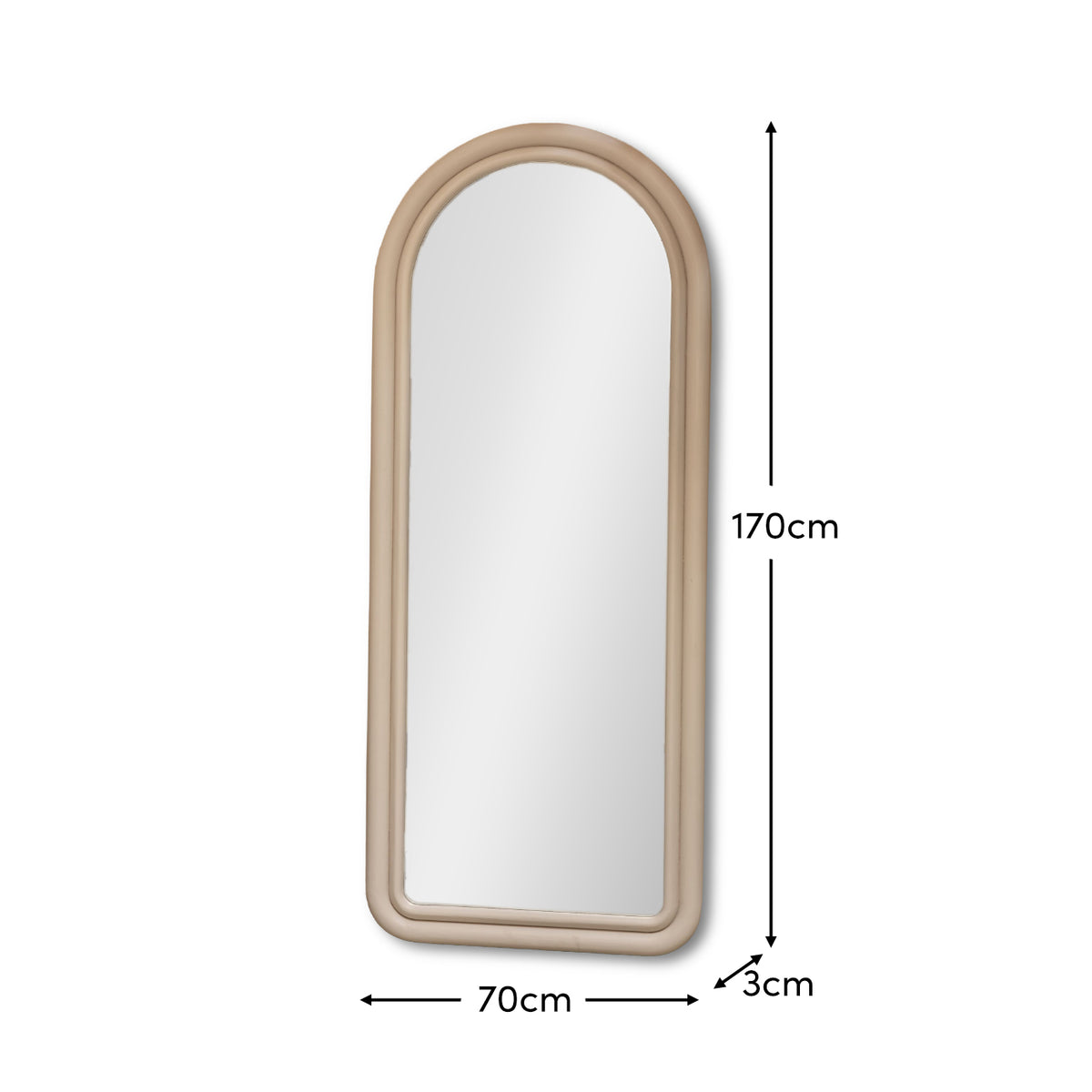 Ashridge 170x70cm Arch Long Wall Mirror - Oatmeal - Laura James