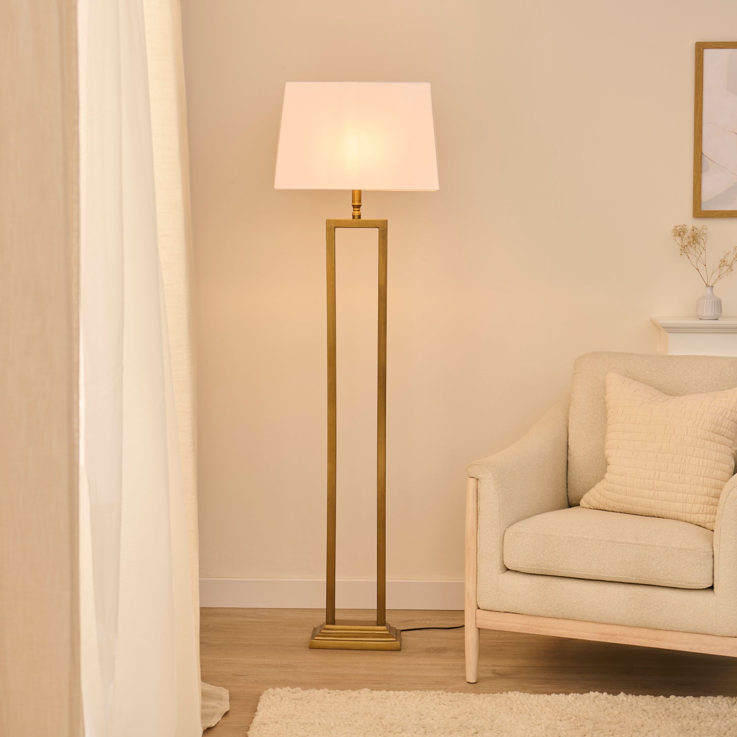 Ashurst White Rectangular Lamp Shade White - 46cm - Laura James