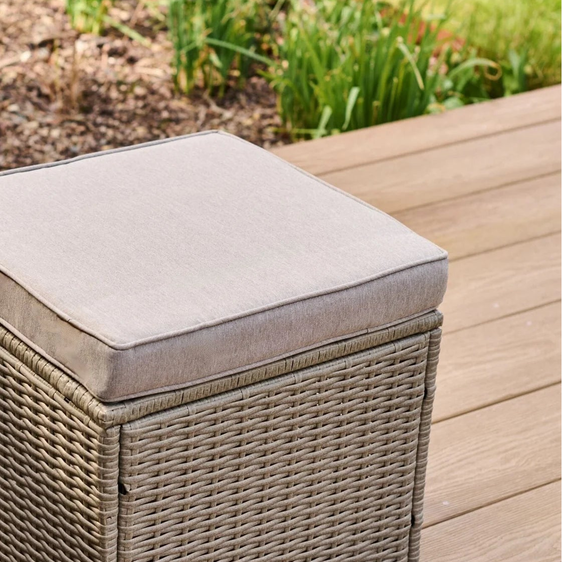 Cube 10 Seater Rattan Garden Dining Set - Light Grey with Polywood Top - Laura James