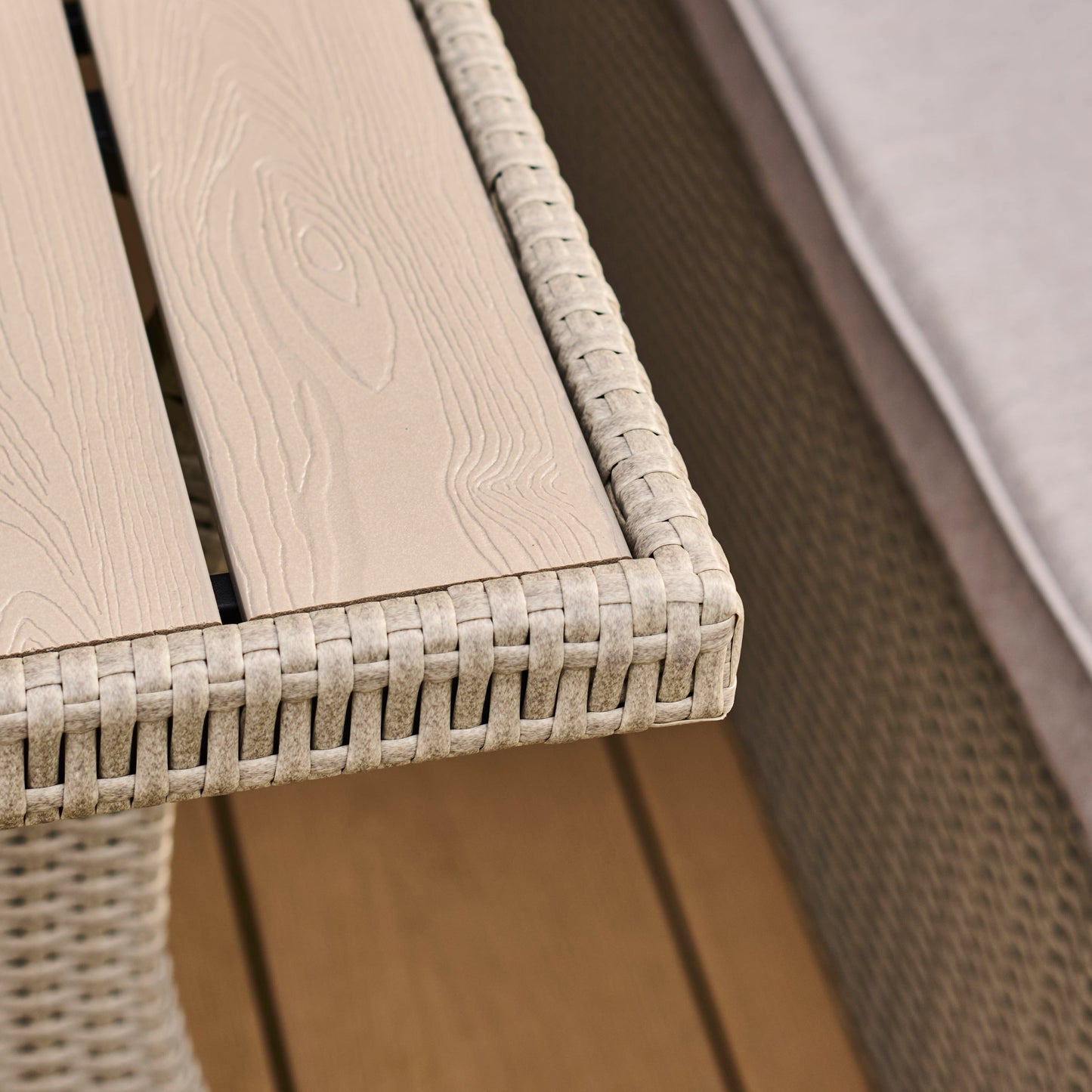 Cube 10 Seater Rattan Garden Dining Set - Light Grey with Polywood Top - Laura James