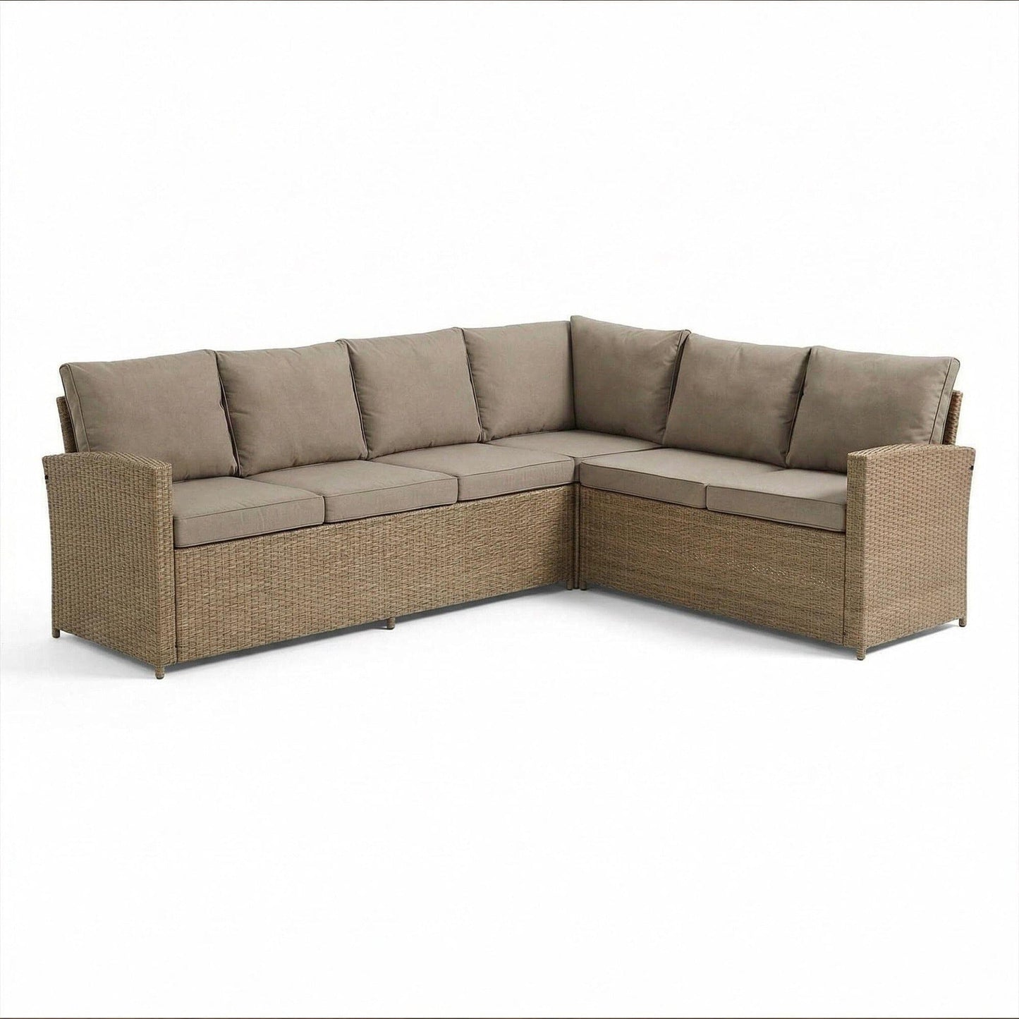 Aston 9 Seater Rattan Garden Corner Sofa Set with Fire Pit - Brown Weave - Laura James