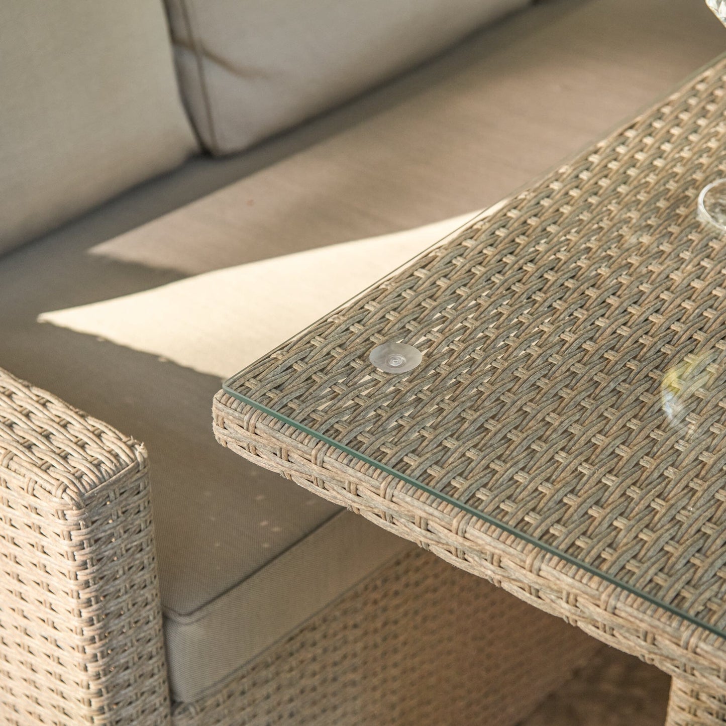 Aston 9 Seater Rattan Garden Corner Sofa Set with Fire Pit - Brown Weave - Laura James
