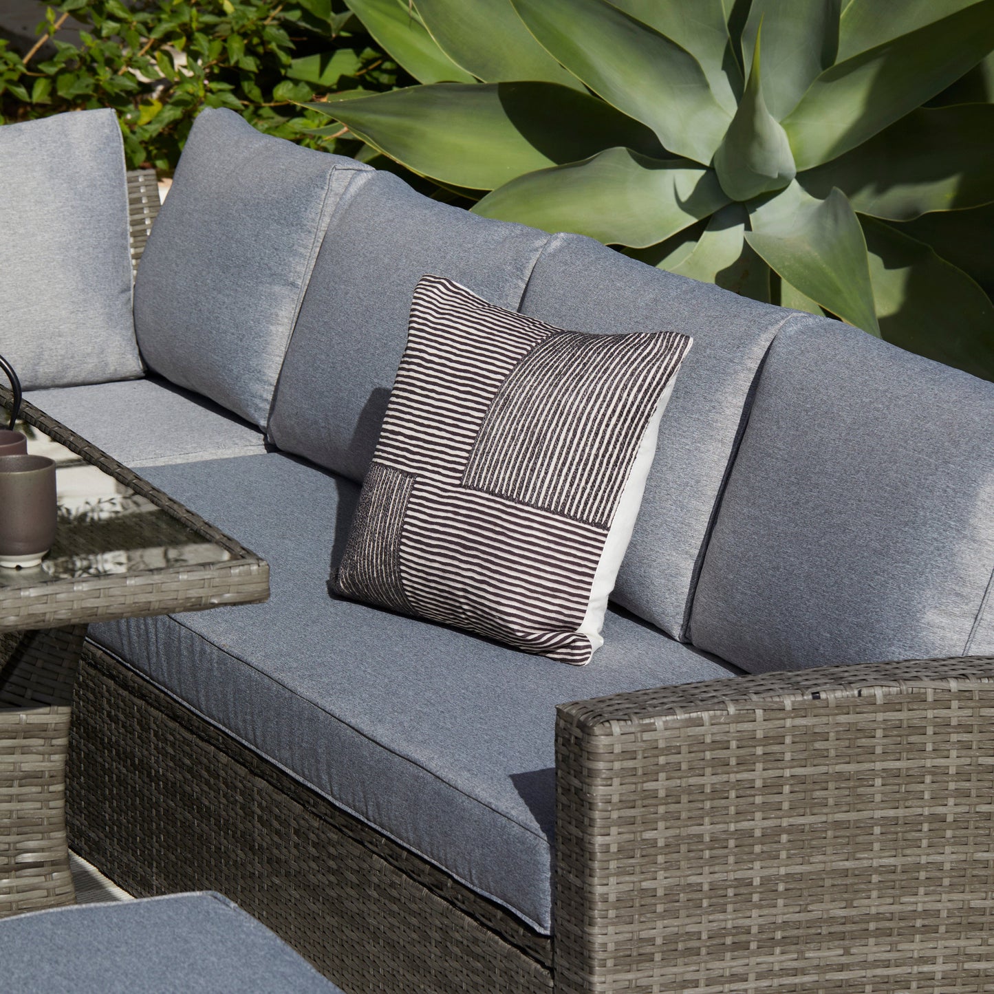 Aston 9 Seater Garden Sofa Set with Fire Pit - Grey - Laura James