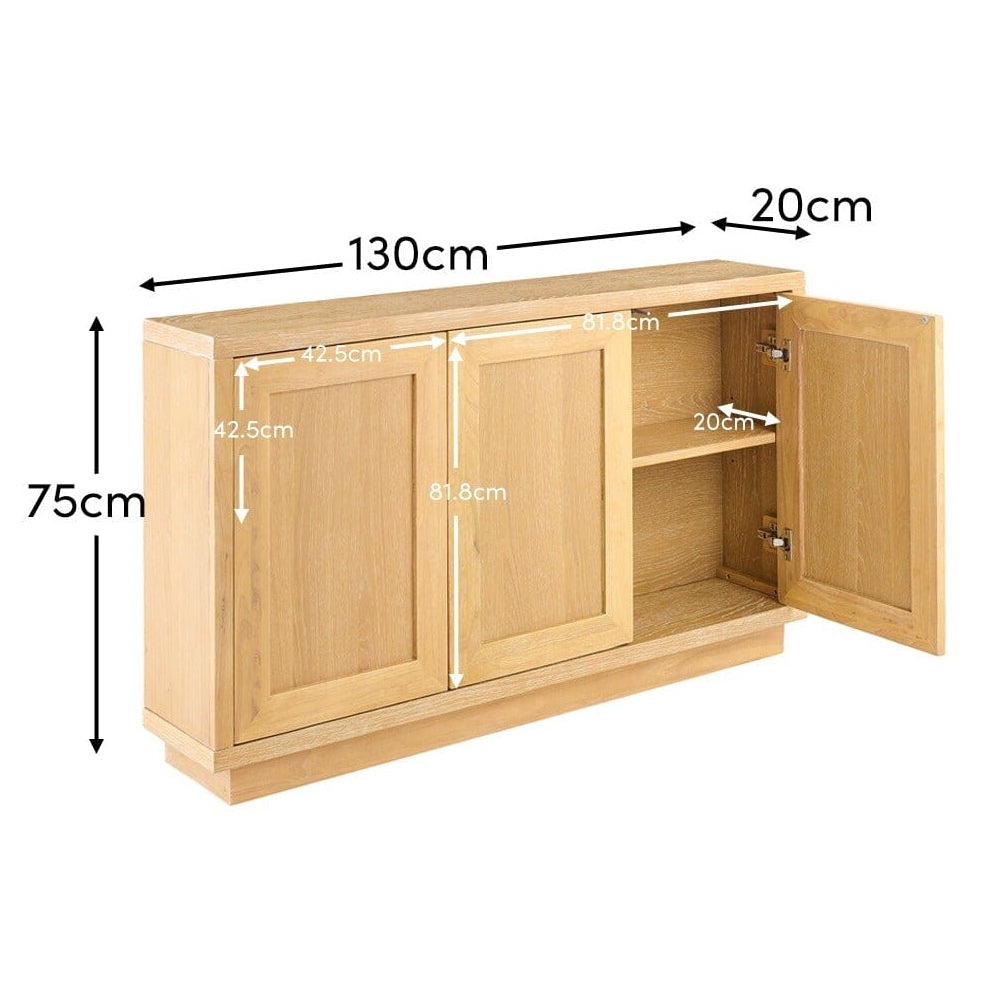 Astrid 3 Door Large Sideboard - Whitewash Oak
