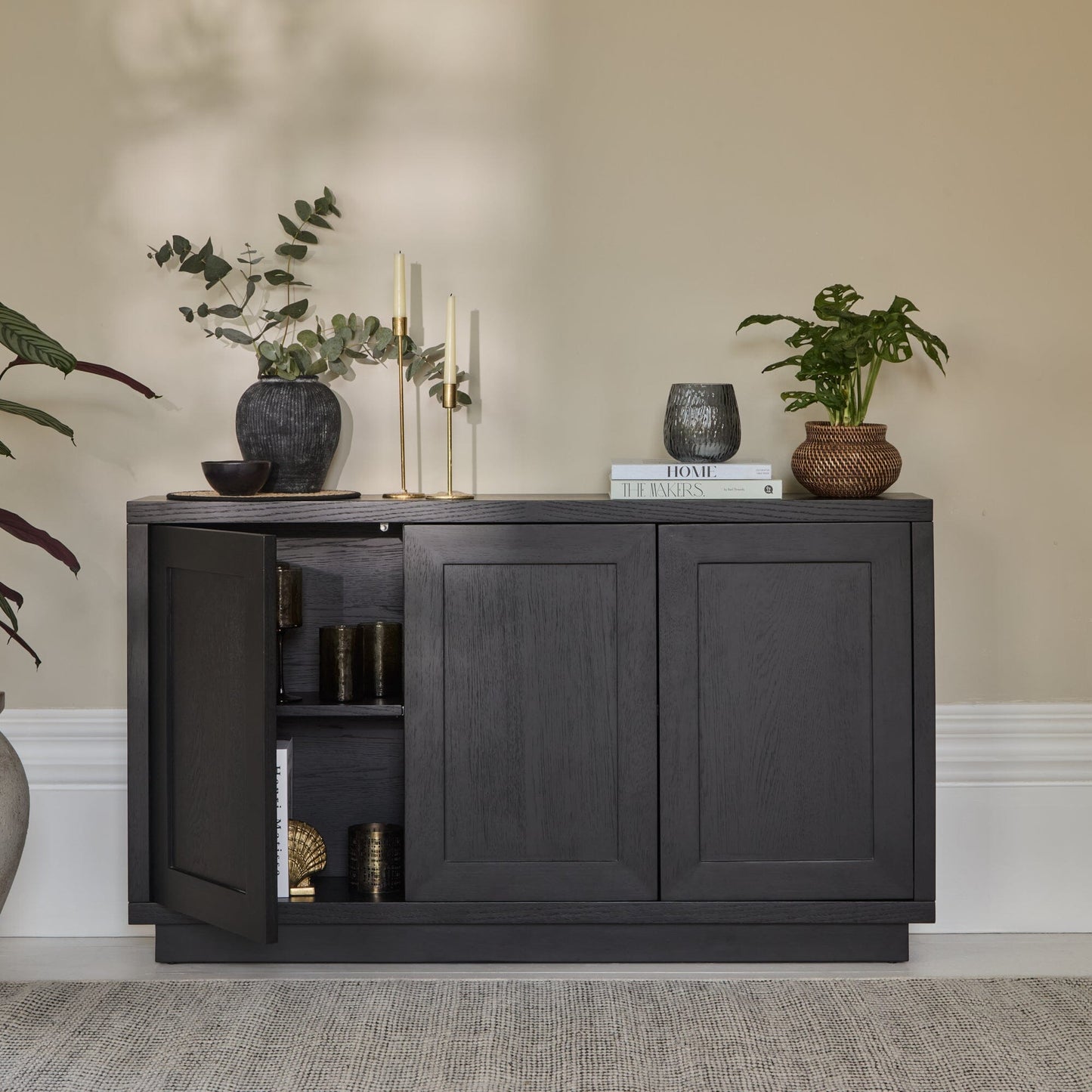 Astrid 3 Door Large Sideboard - Black Oak - Laura James