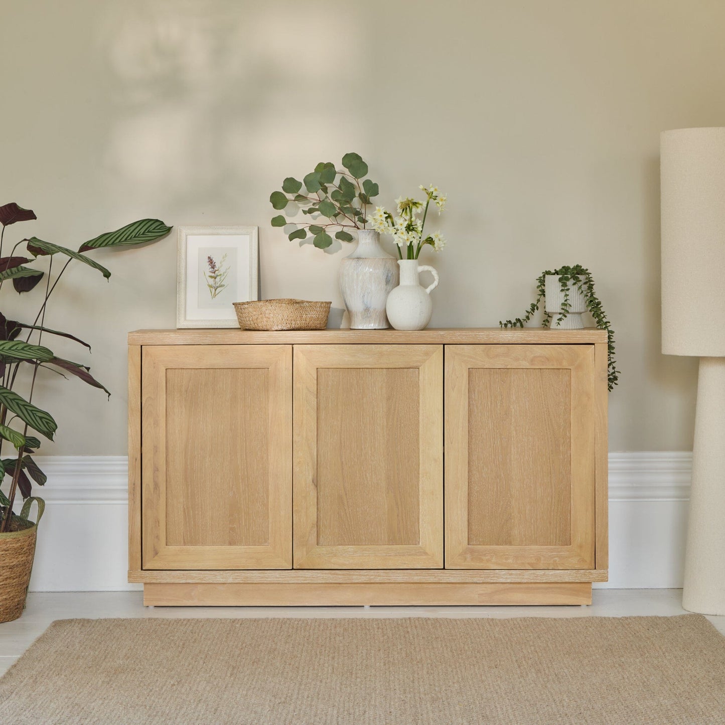 Astrid 3 Door Large Sideboard - Whitewash Oak - Laura James