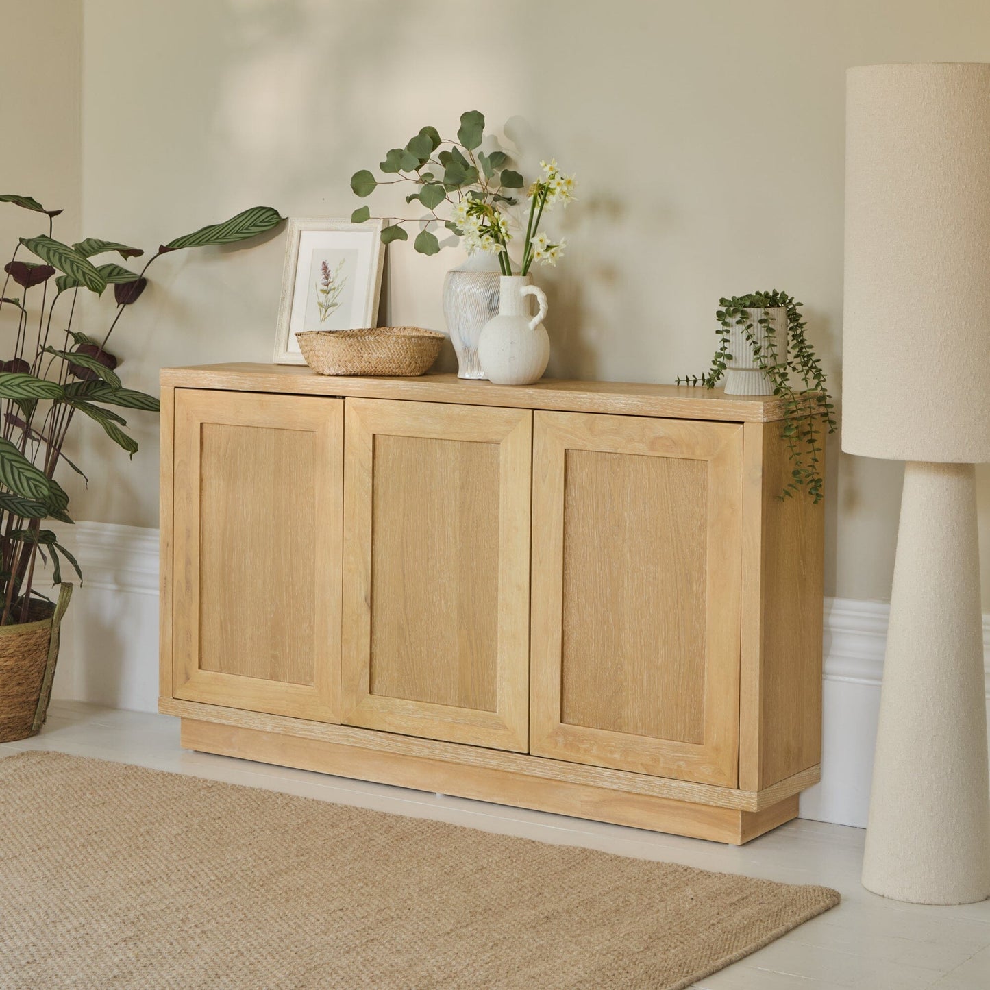 Astrid 3 Door Large Sideboard - Whitewash Oak - Laura James