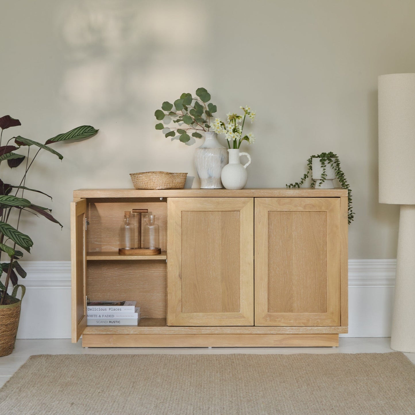 Astrid 3 Door Large Sideboard - Whitewash Oak - Laura James