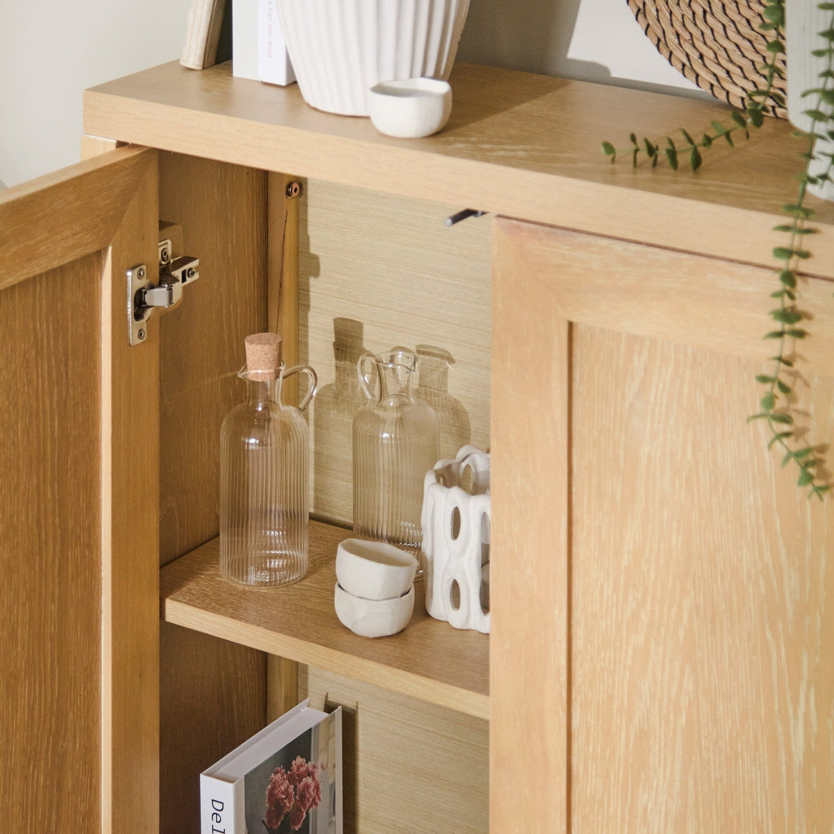 Astrid 2 Door Small Sideboard - Whitewash Oak - Laura James