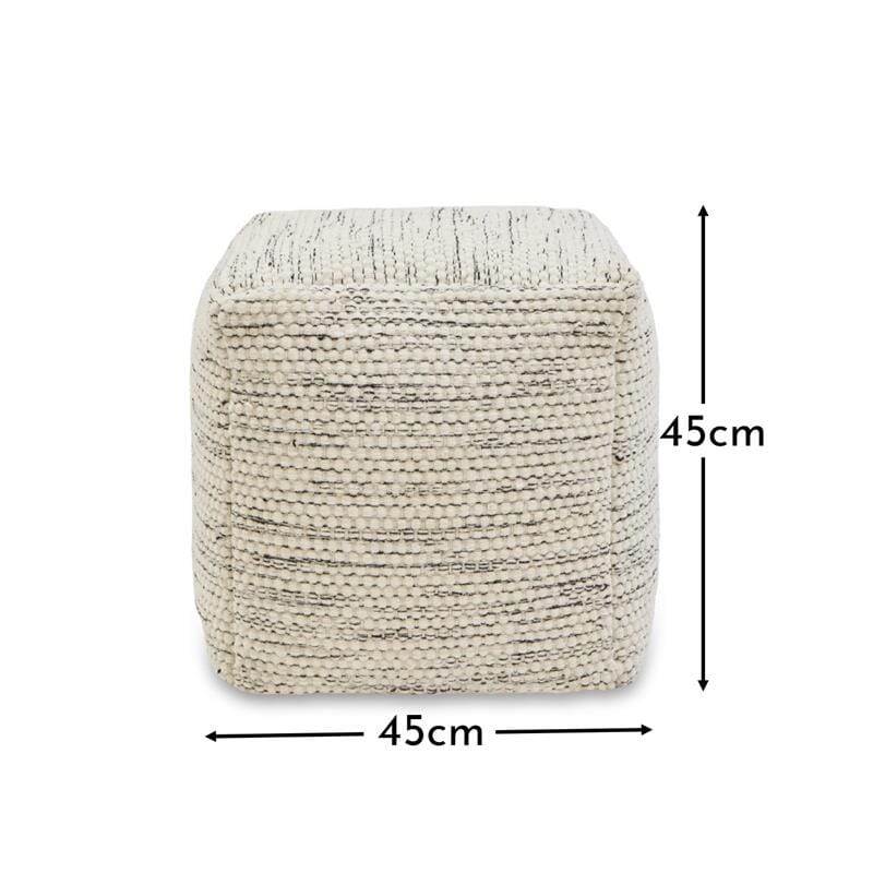 Atcham Clay Marl Wool & Cotton Ottoman Stool - 45cm X 45cm - lAURA james
