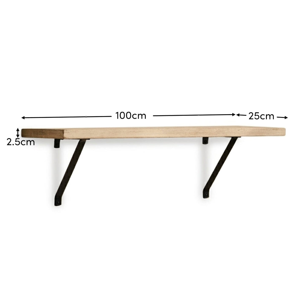 Atlas 100cm Mango Wood Wall Shelf - Whitewash - Laura James