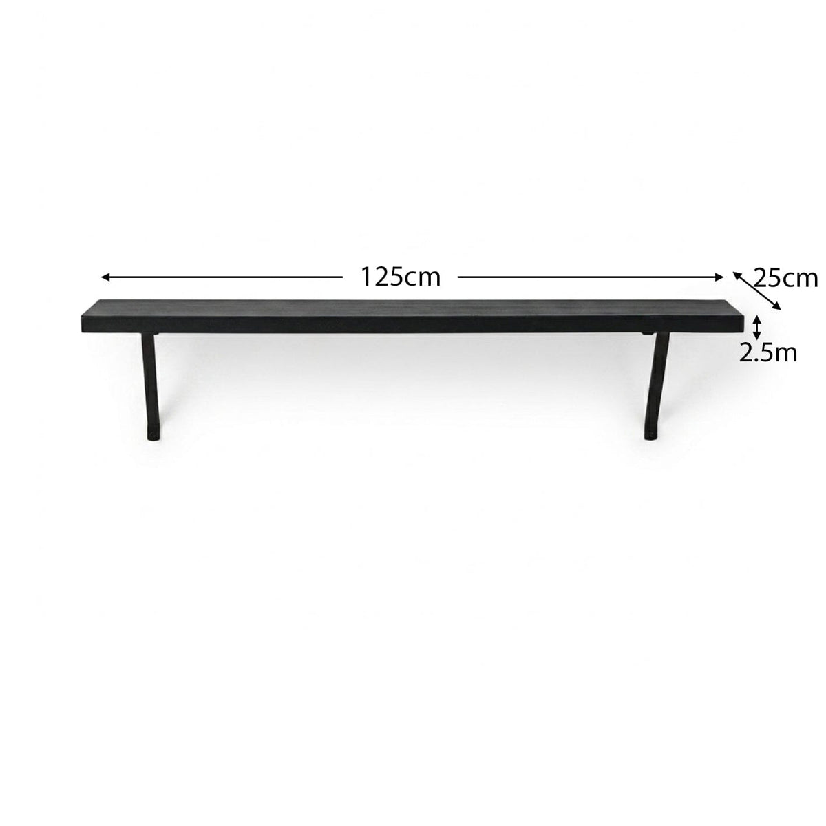 Atlas 125cm Wall Shelf - Jet Black Mango Wood - Laura James