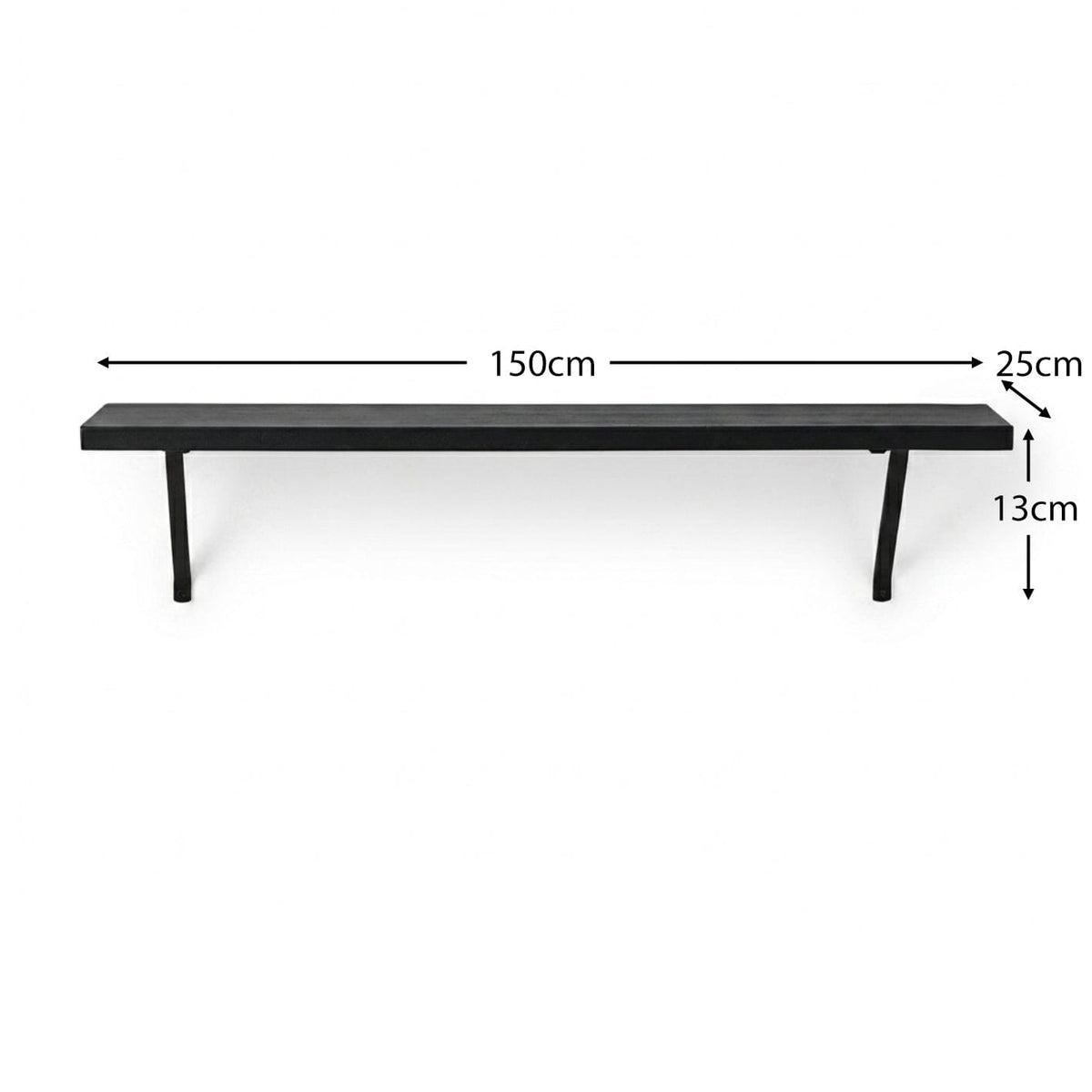 Atlas 150cm Mango Wood Wall Shelf - Jet Black - Laura James