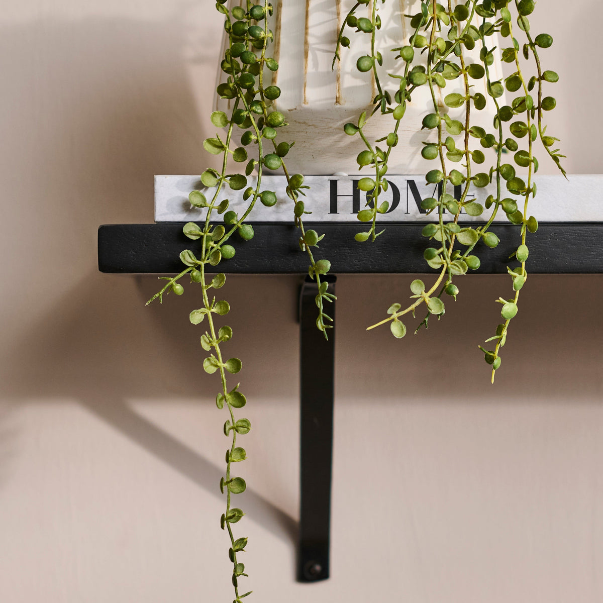 Atlas 75cm Mango Wood Wall Shelf - Jet Black - Laura James
