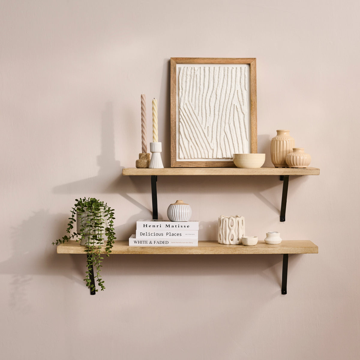Atlas 100cm Mango Wood Wall Shelf - Whitewash - Laura James