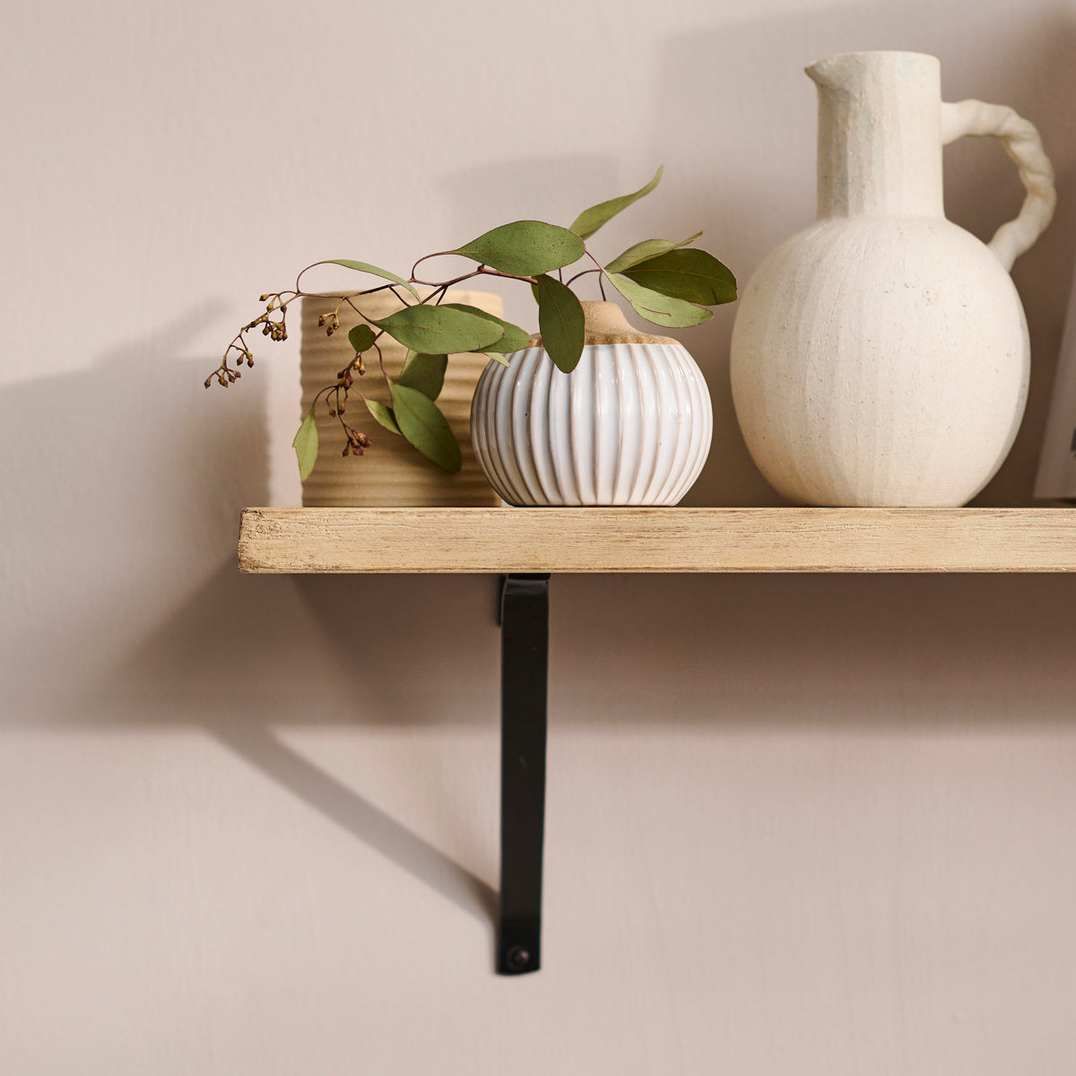 Atlas 100cm Mango Wood Wall Shelf - Whitewash - Laura James