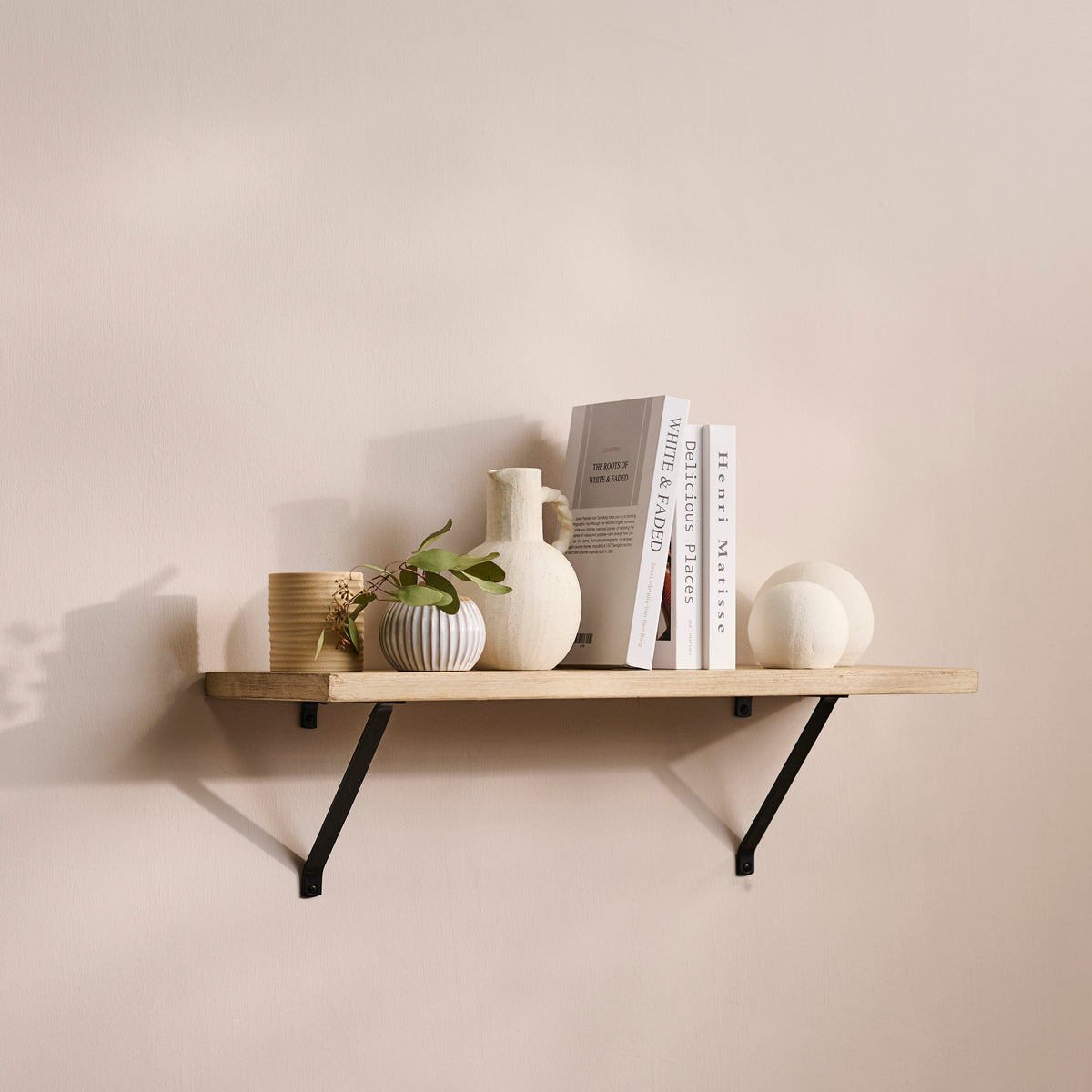 Atlas 75cm Mango Wood Wall Shelf - Whitewash - Laura James
