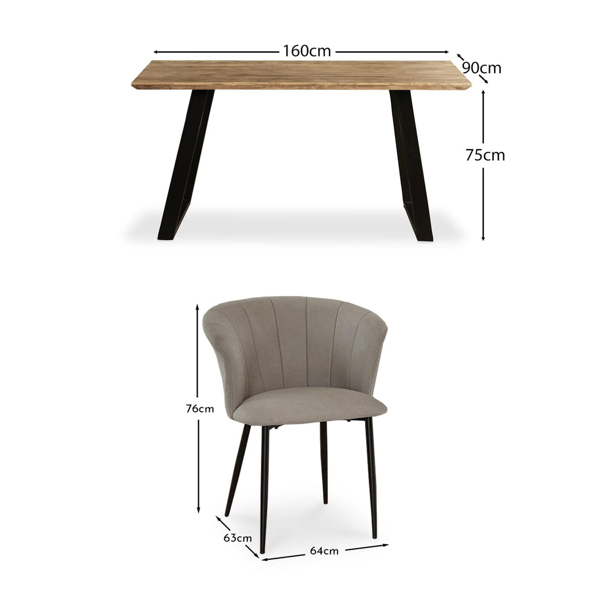 Atlas Chalked Mangowood 6 Seater Dining Table Set with Cleo Soft Beige Dining Chairs - Laura James