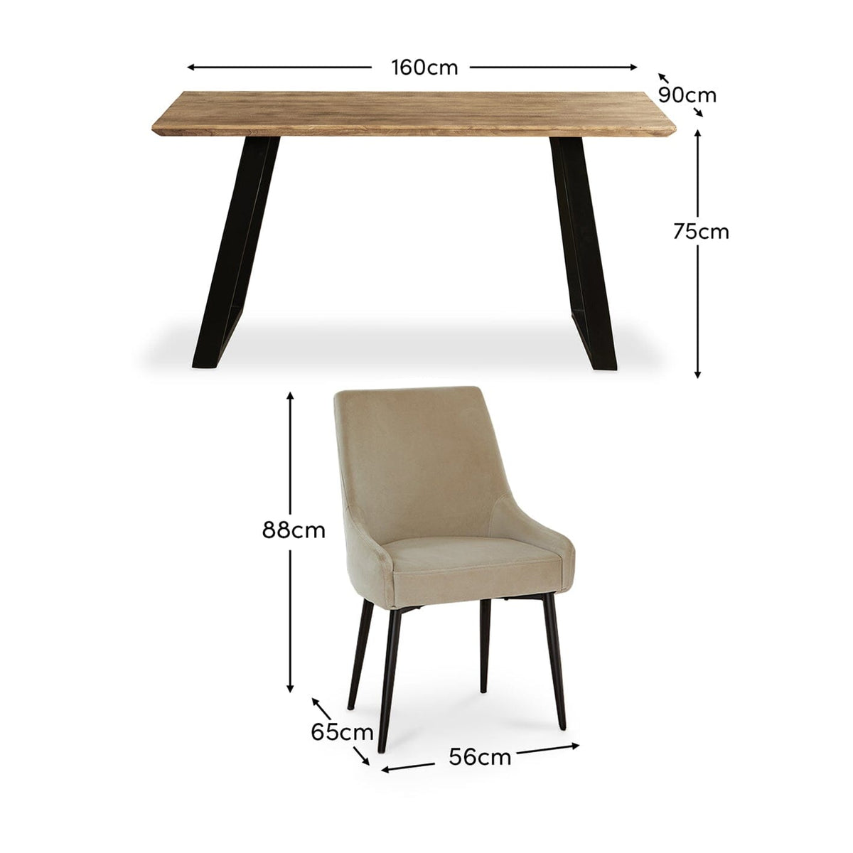 Atlas Chalked Mango Wood Dining Table Set - 6 Seater - Maeve Dining Chairs - Black Oak Legs - Laura James