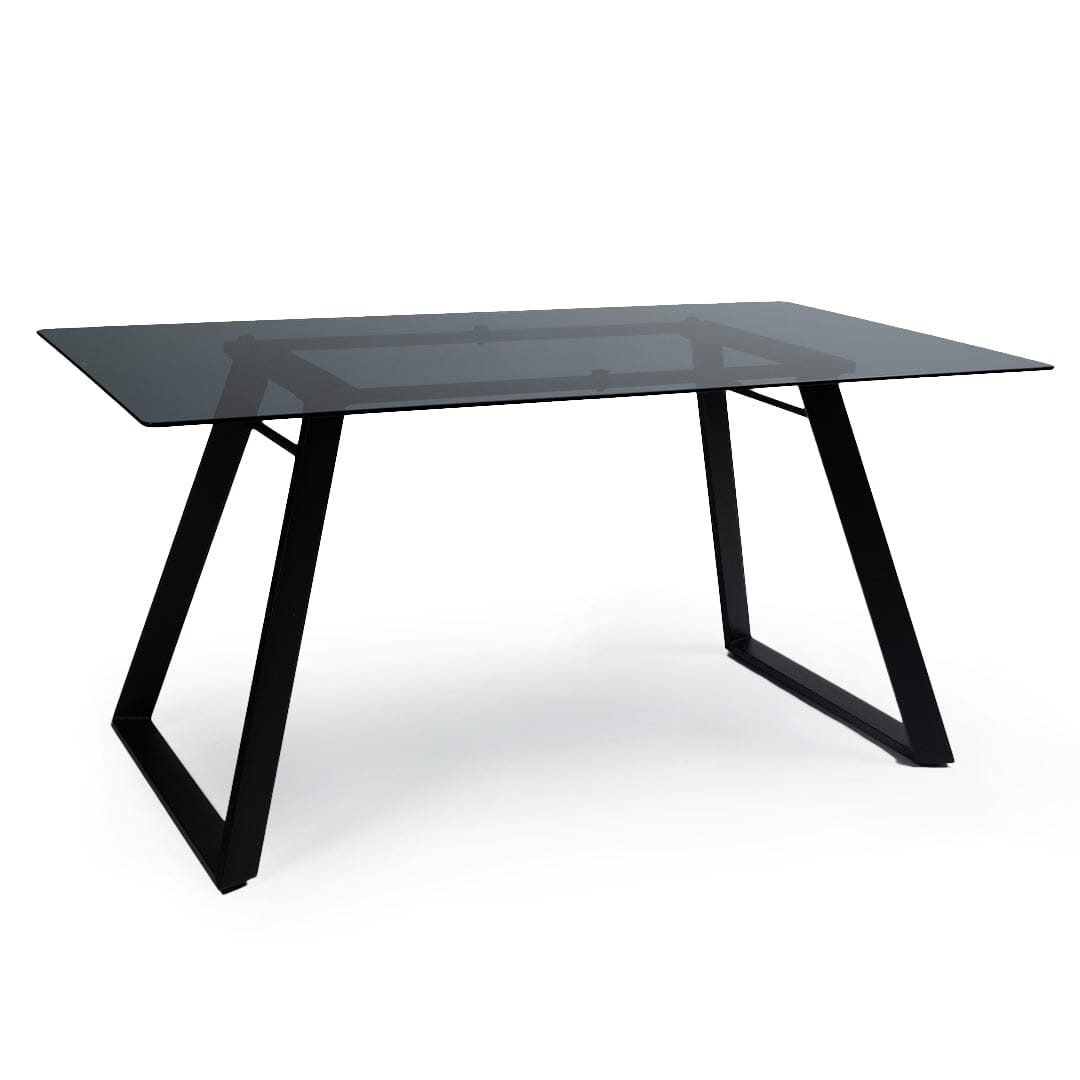 Atlas Smoked Glass Dining Table - Metal Legs