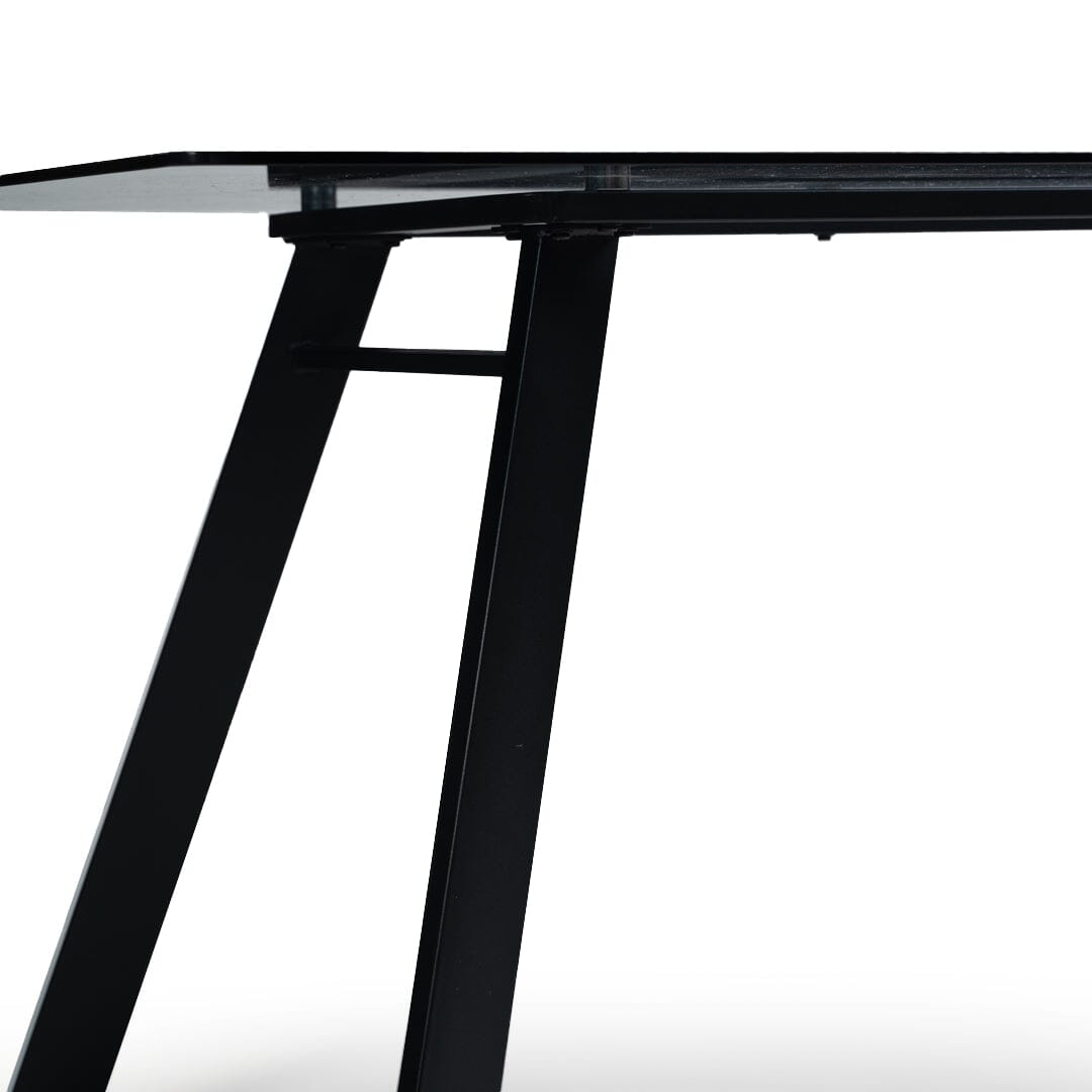 Atlas Smoked Glass Dining Table - Metal Legs