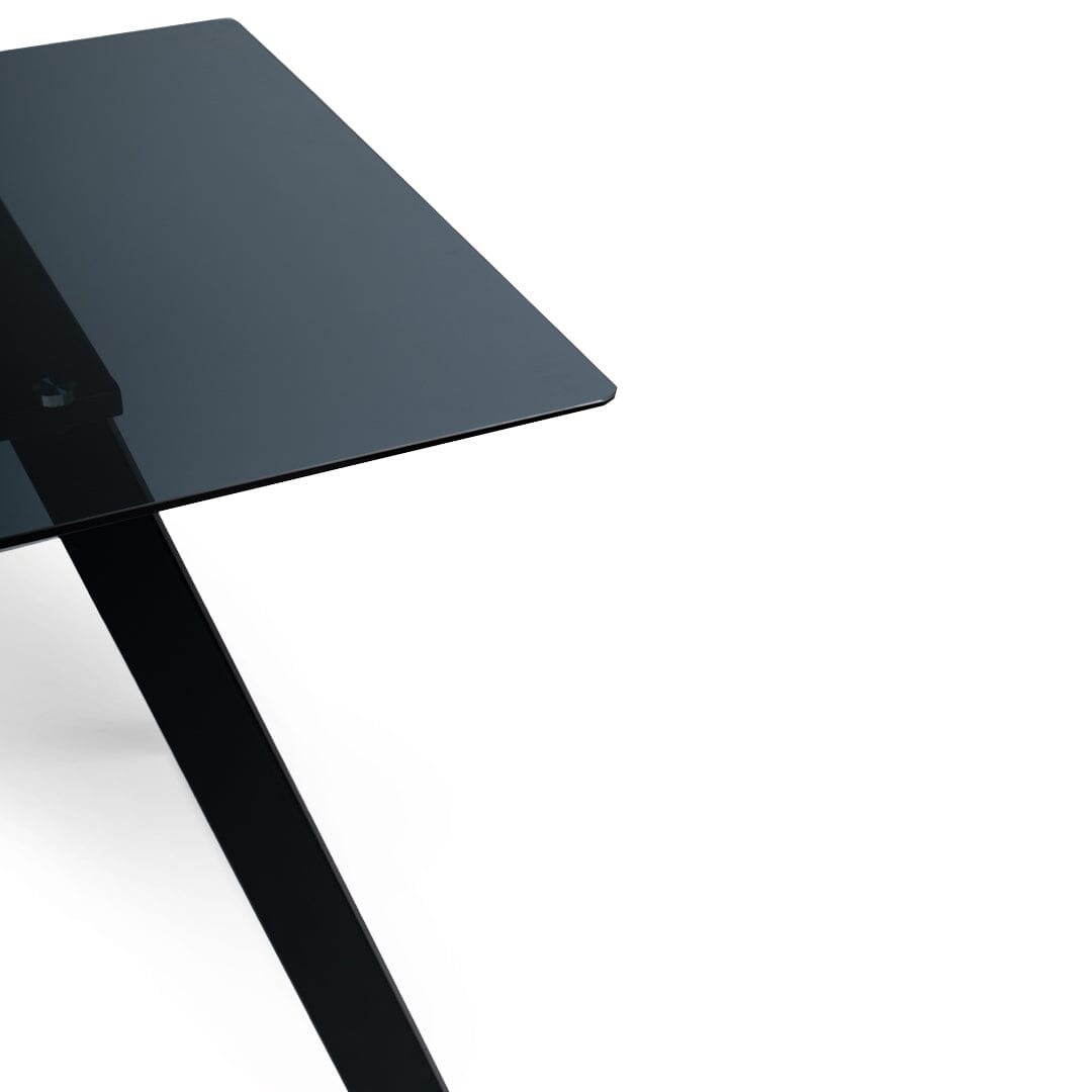 Atlas Smoked Glass Dining Table - Metal Legs