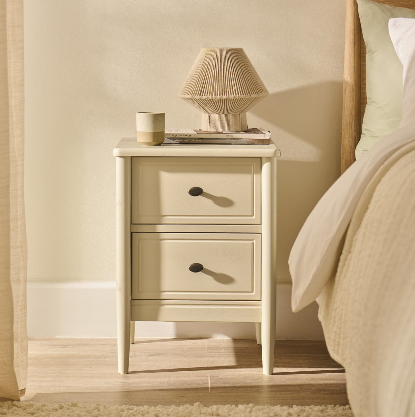 Aubrey Driftwood 2 Drawer Bedside Table - Laura James