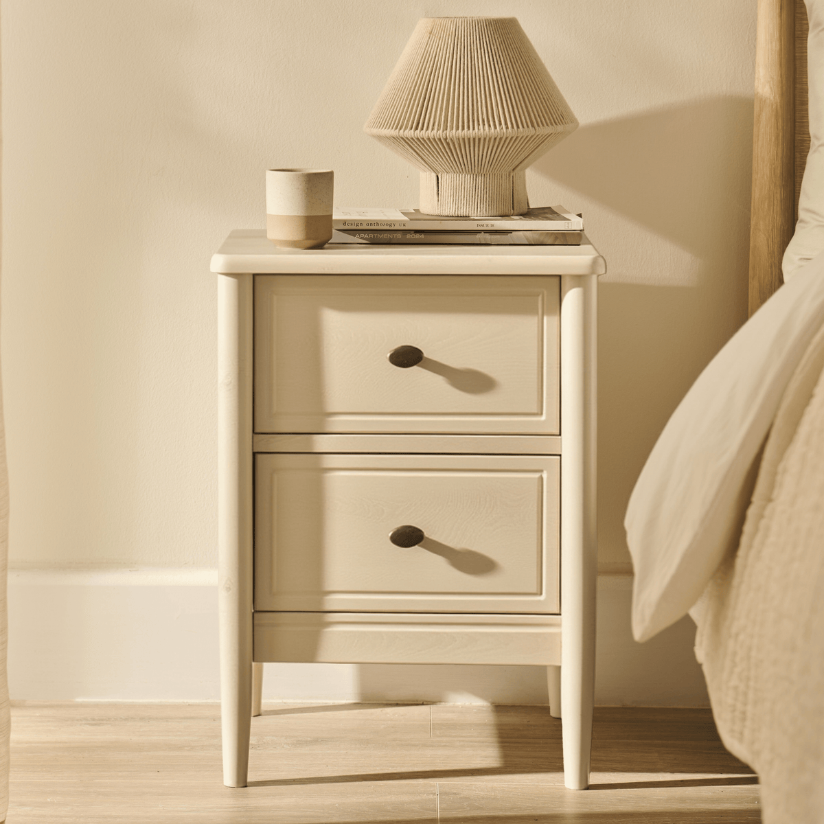 Aubrey 2 Drawer Bedside Table - Driftwood