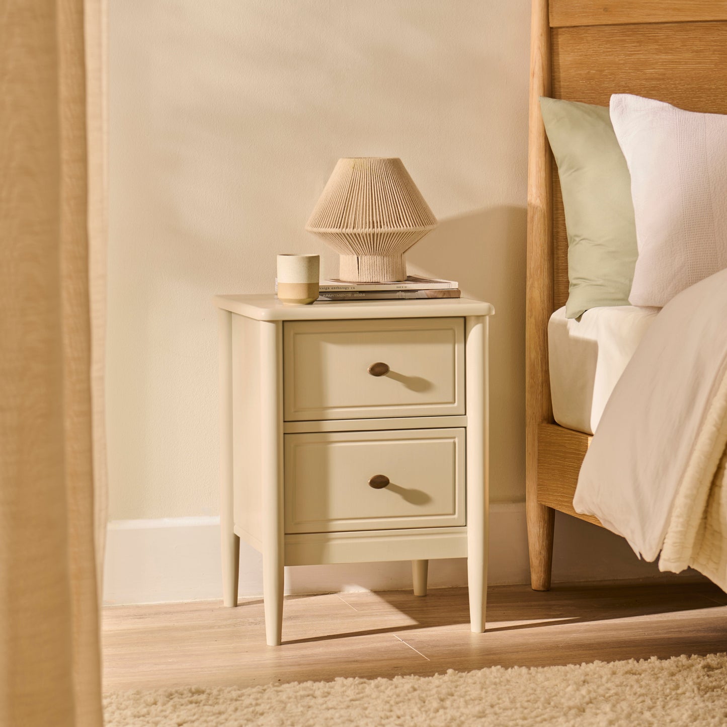 Aubrey Driftwood 2 Drawer Bedside Table - Laura James