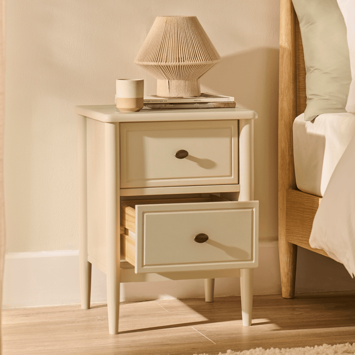 Aubrey 2 Drawer Bedside Table - Driftwood