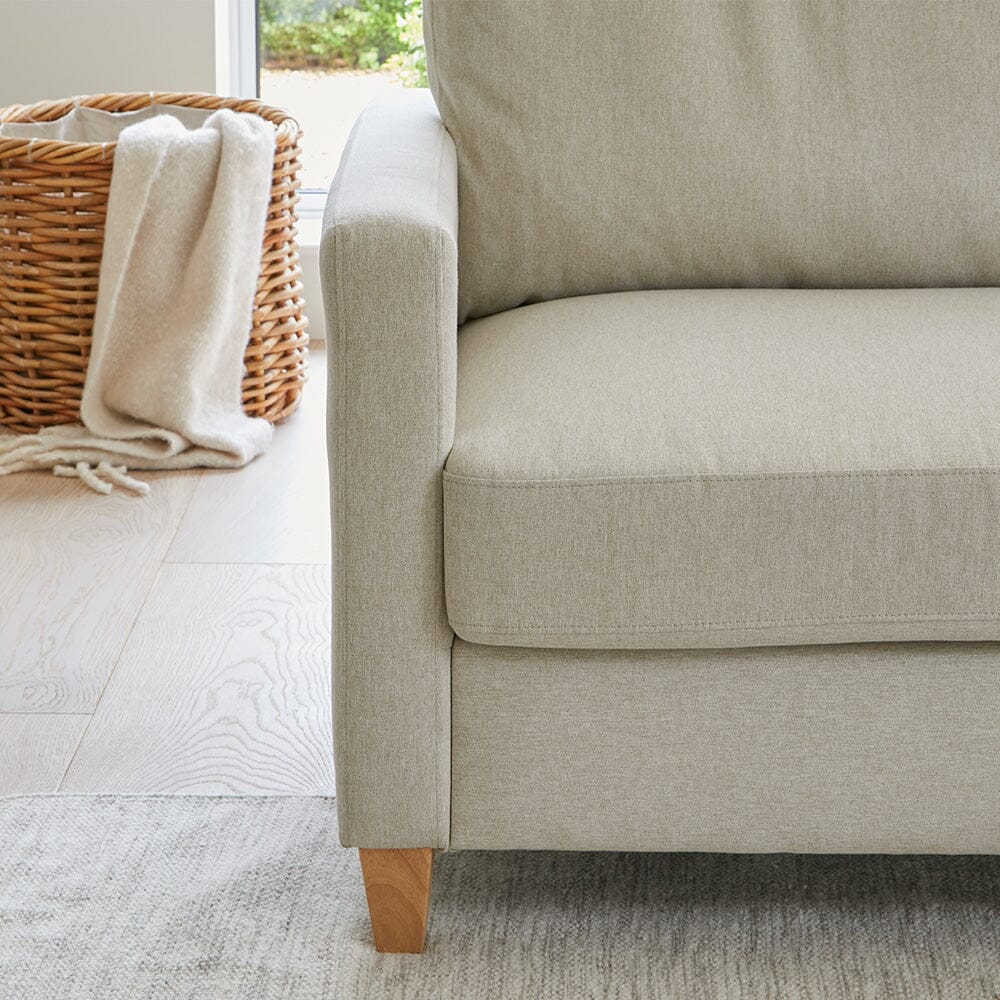 Ava Large Chaise Corner Sofa - Left Hand - Sand with Pale Oak Legs