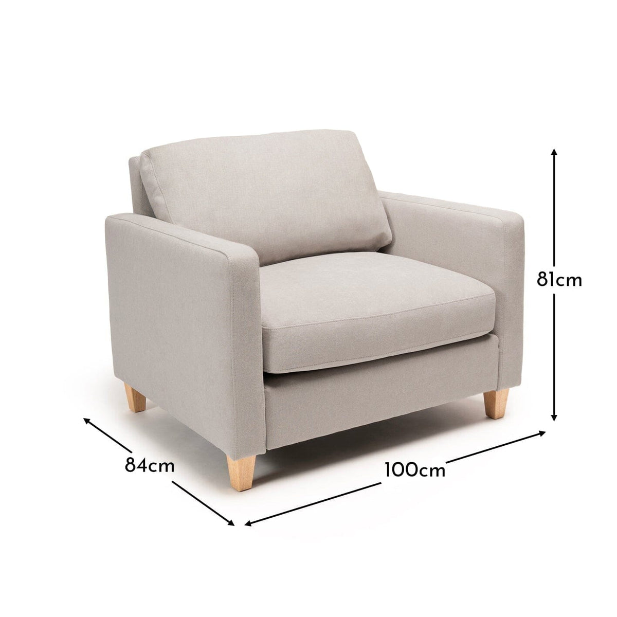 Ava Soft Beige Armchair - Pale Oak Legs - Laura James