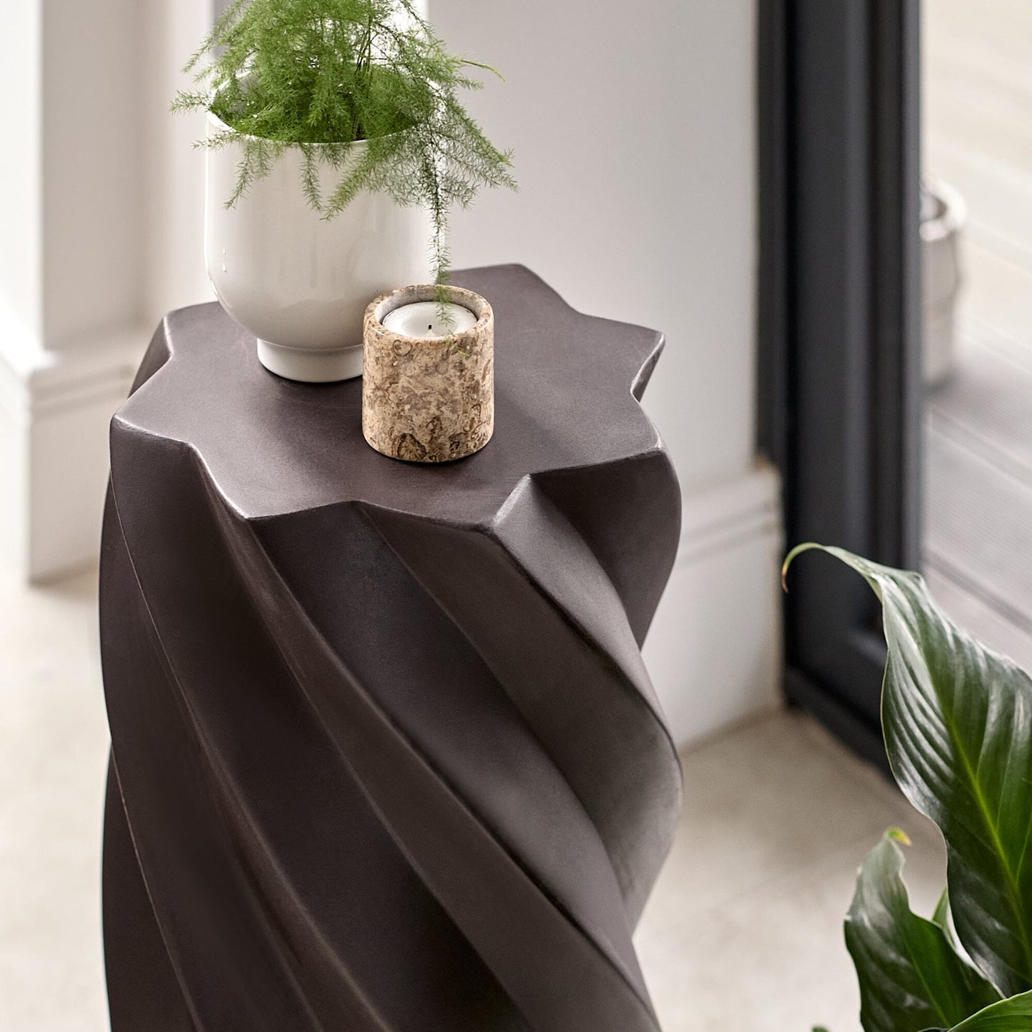 Bianca Concrete Side Table - Black - Laura James