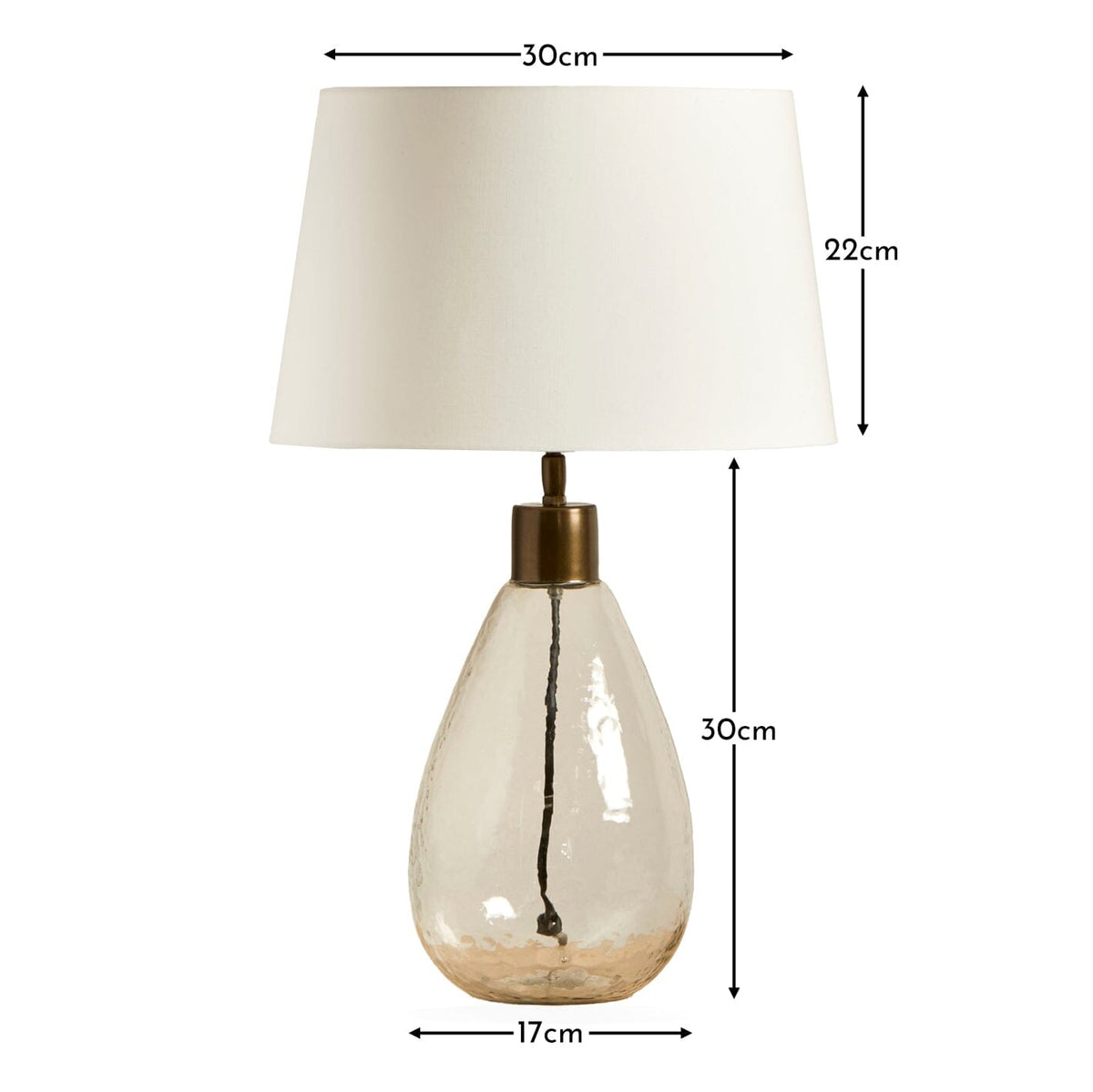 Breamore Clear Glass Lamp with Snow White Shade - Laura James