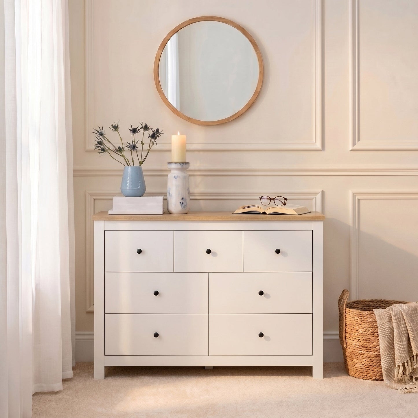 Bampton 7 Drawer Chest of Drawers - Alabaster White - Laura James