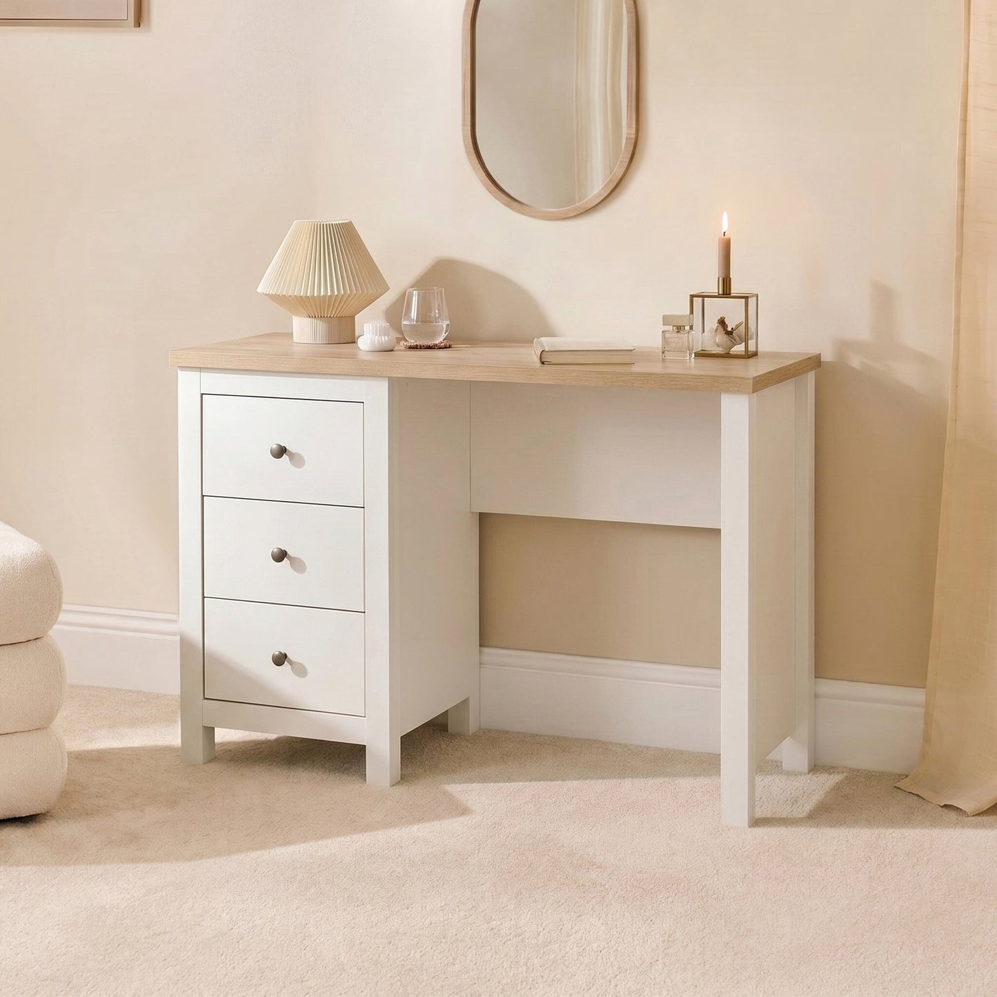 Bampton White Dressing Table with Drawers - Laura James