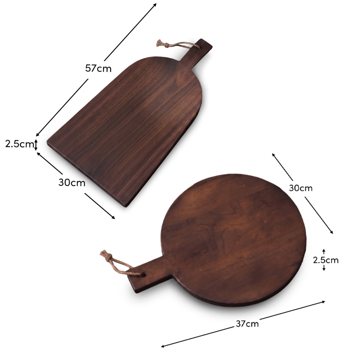 Beenham Wooden Serving Boards - Set of 2 - Coffee Brown Mango Wood