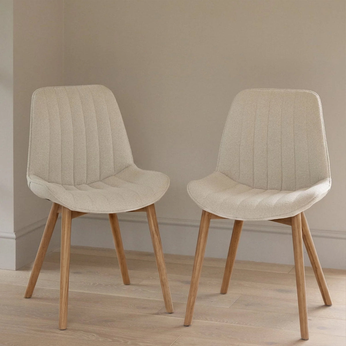 Bella Light Beige Dining Chair - Set of 2 - Almond Brown Legs