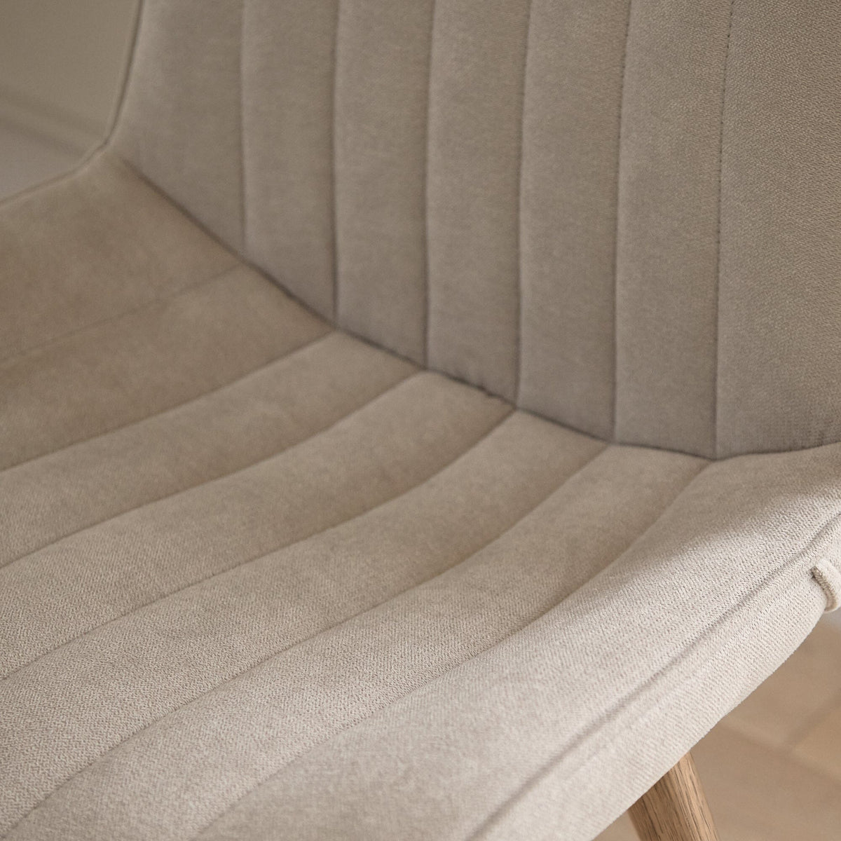 Bella Soft Beige Dining Chair - Set of 2 - Almond Brown Legs
