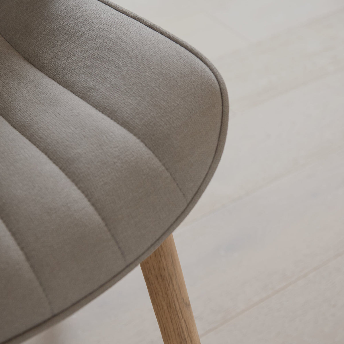 Bella Soft Beige Dining Chair - Set of 2 - Almond Brown Legs