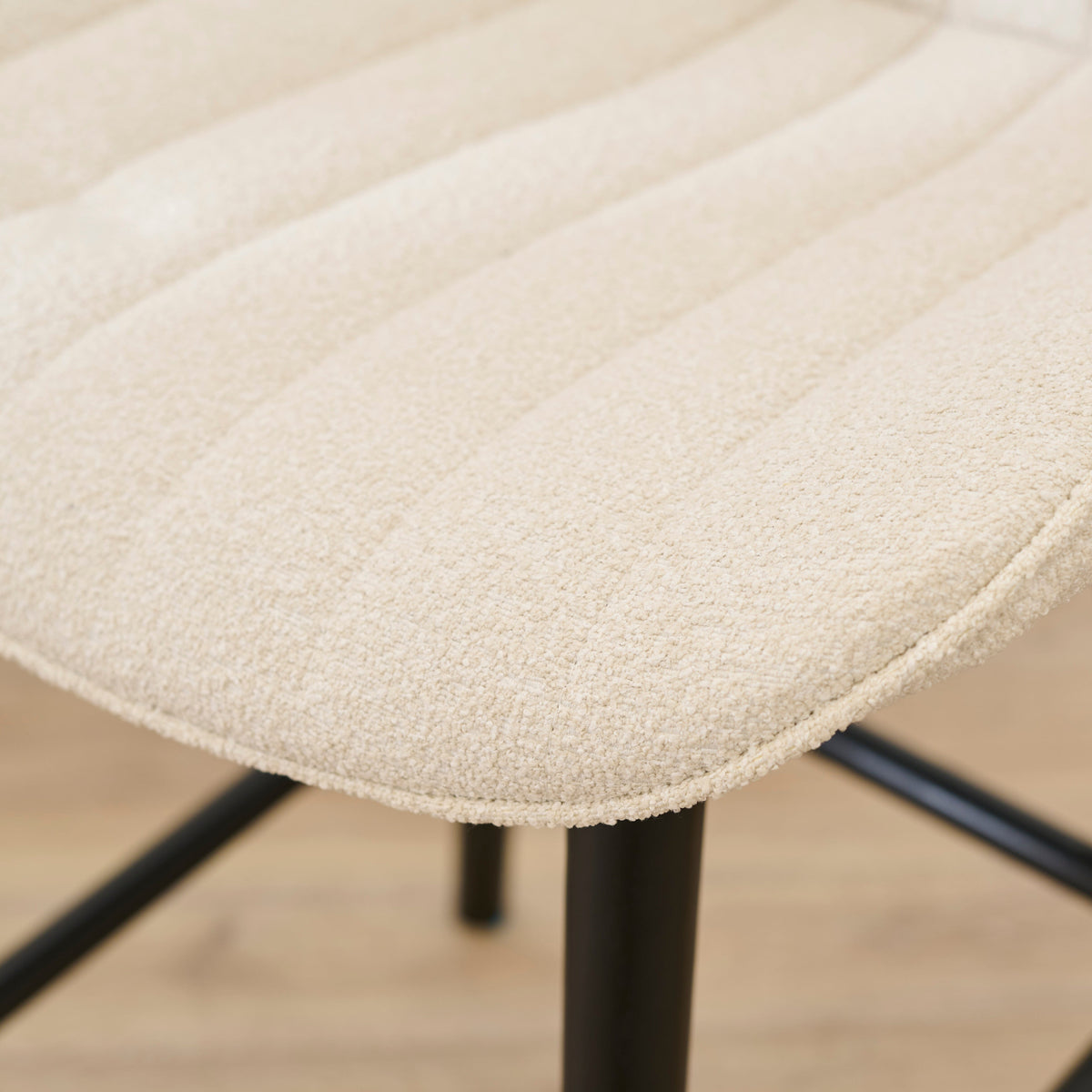 Bella Light Beige Boucle Bar Stool - Black Oak Legs - Laura James