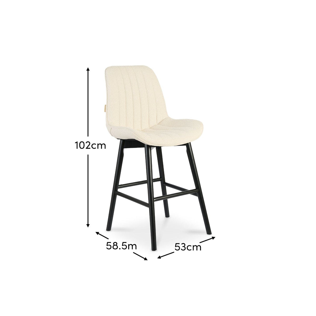 Bella Light Beige Boucle Bar Stool - Black Oak Legs - Laura James