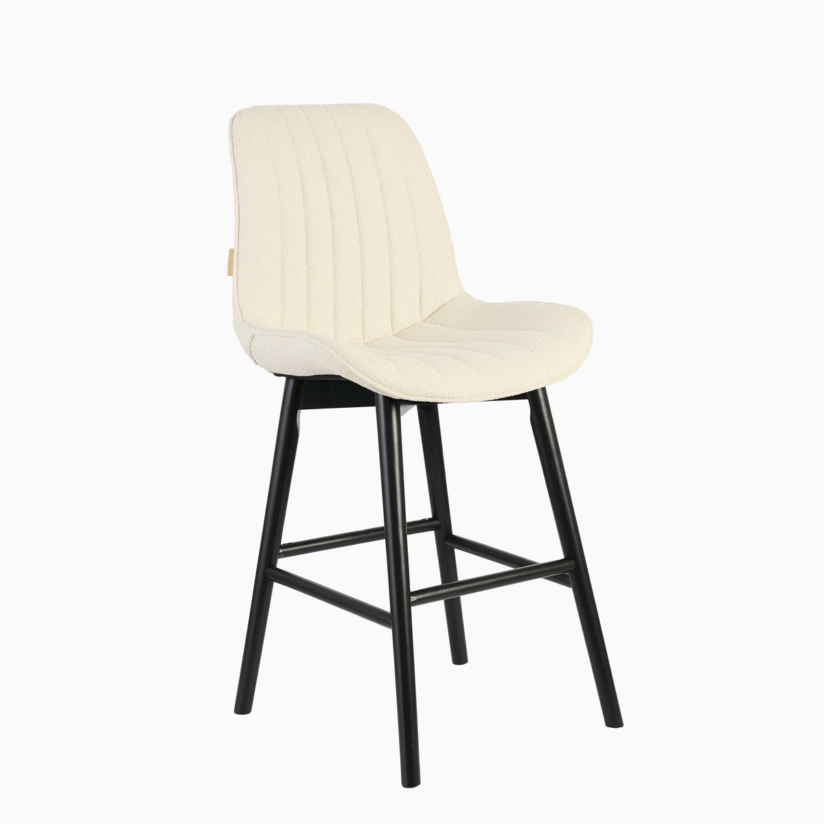 Bella Light Beige Boucle Bar Stool - Black Oak Legs - Laura James