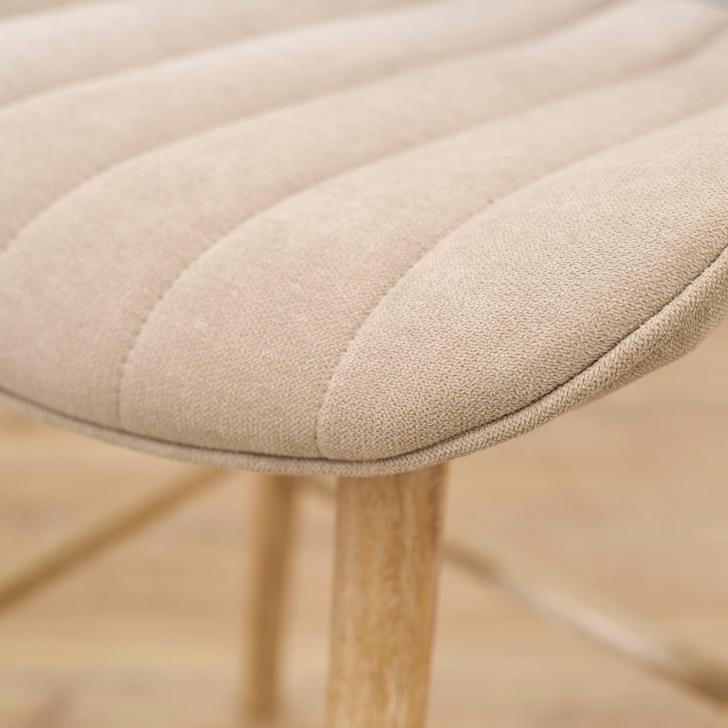 Bella Soft Beige Bar Stool - Whitewash Legs - Laura James